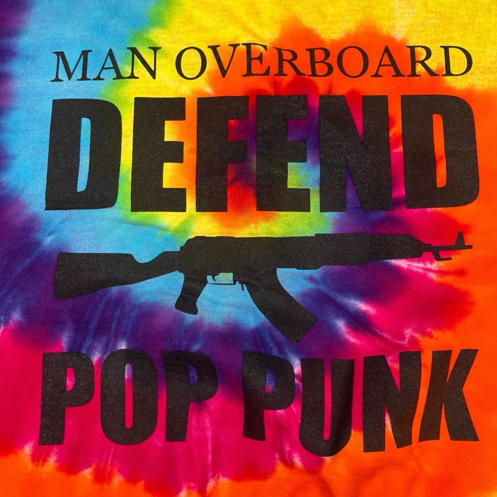 Y2K Man Overboard Band Defend Pop Punk Tie Dye Crew Neck Sweatshirt Hanes - Picture 4 of 16